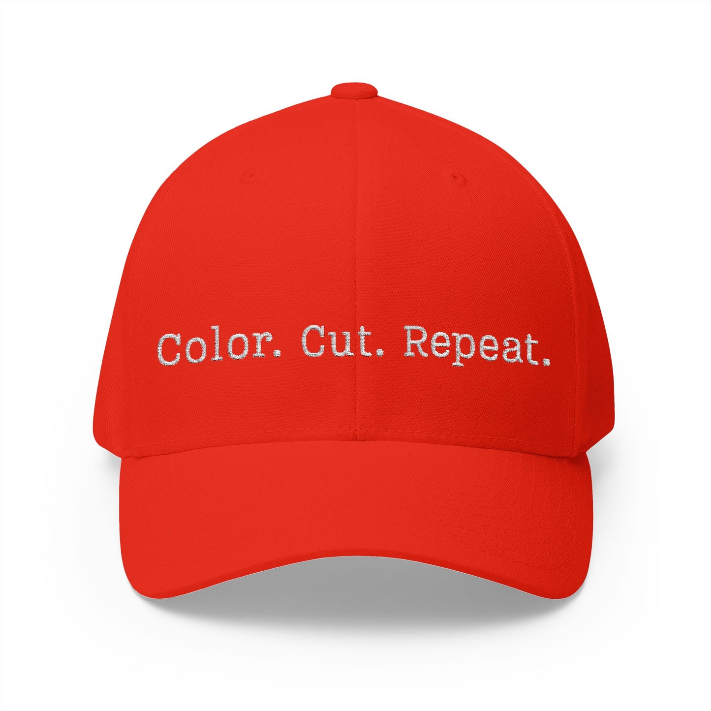 Color. Cut. Repeat. Flexfit Hat | Embroidered Hairstylist Cap