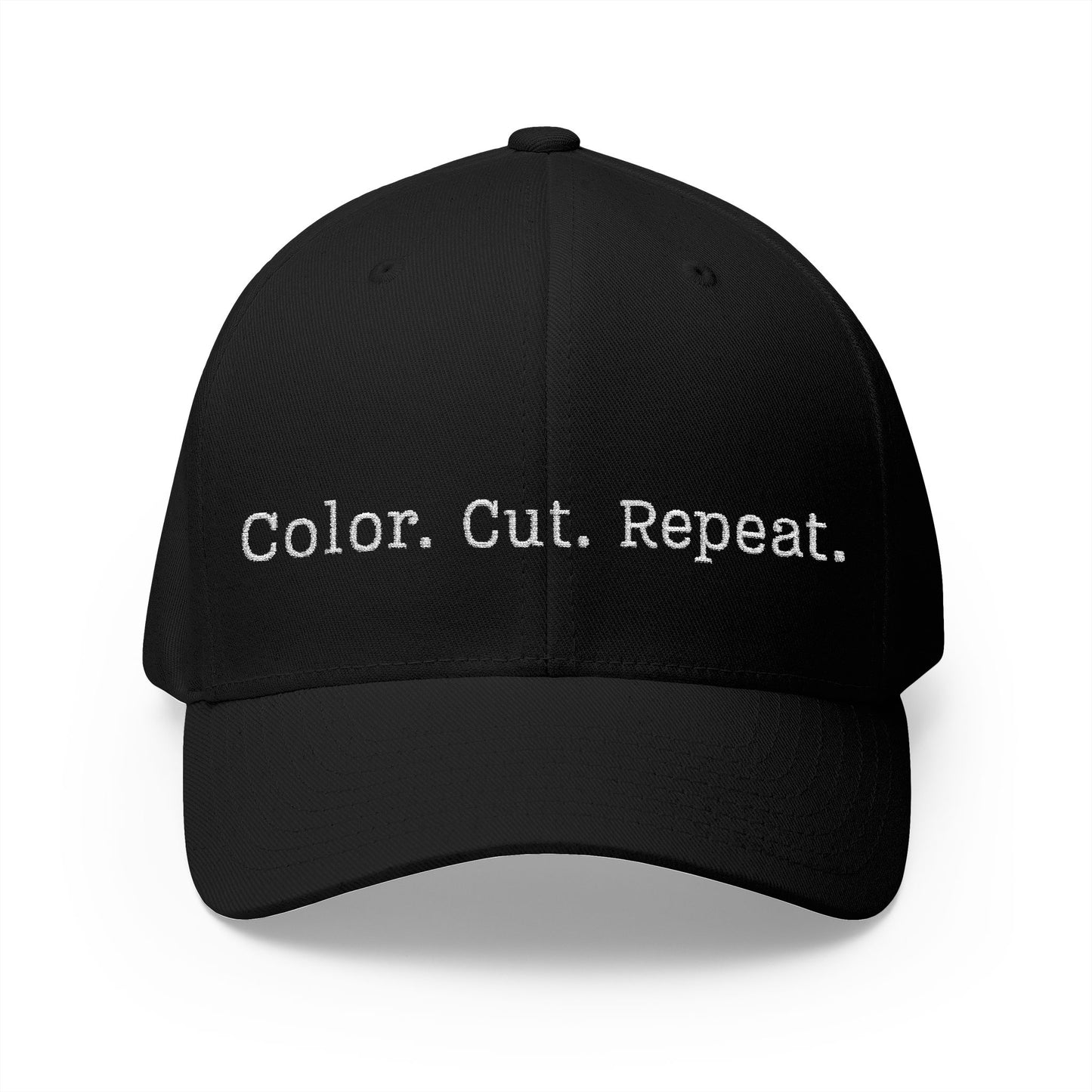 Color. Cut. Repeat. Flexfit Hat | Embroidered Hairstylist Cap