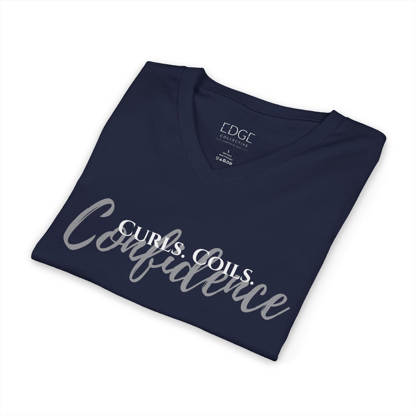 Curls. Coils. Confidence. V-Neck Tee | Curly Hair Shirt