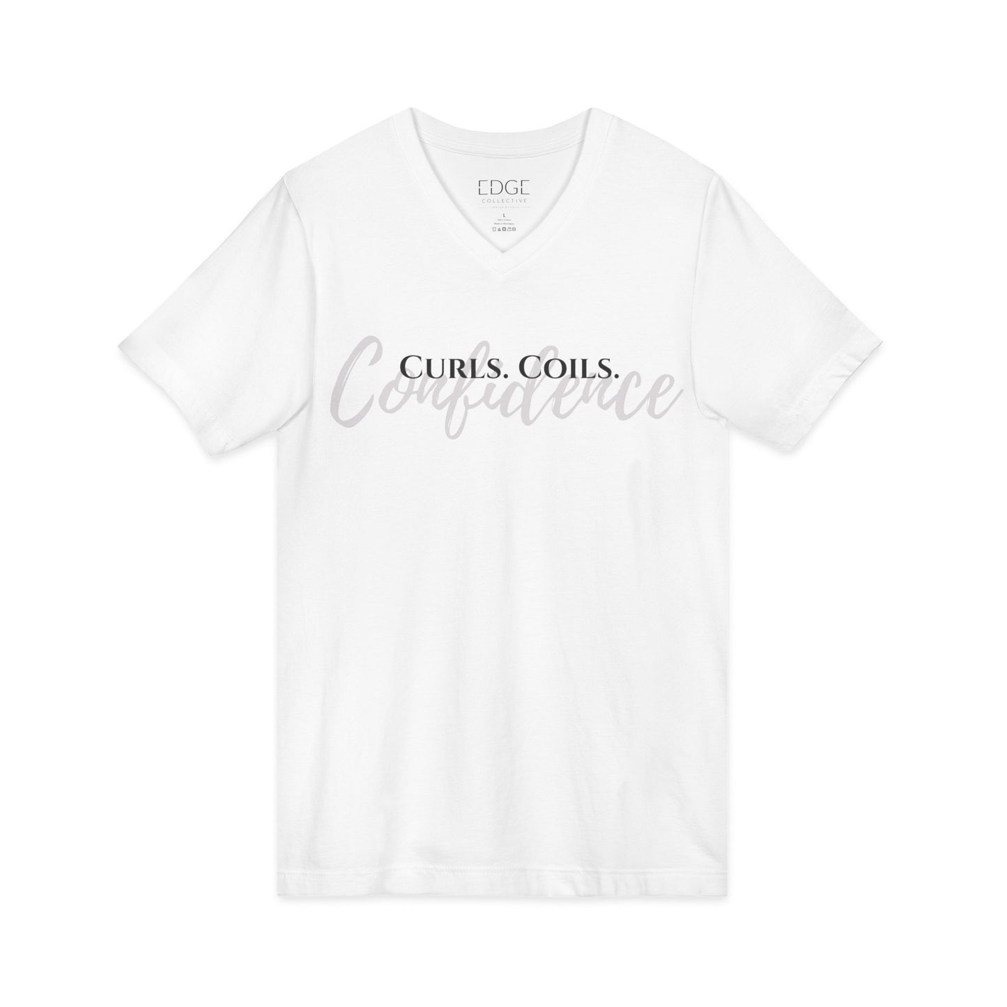 Curls. Coils. Confidence. V-Neck Tee | Curly Hair Shirt