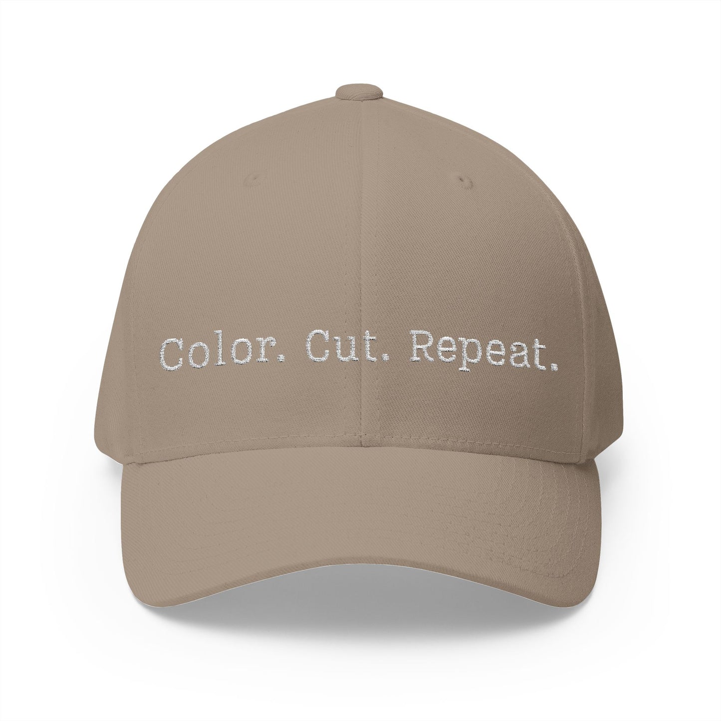 Color. Cut. Repeat. Flexfit Hat | Embroidered Hairstylist Cap