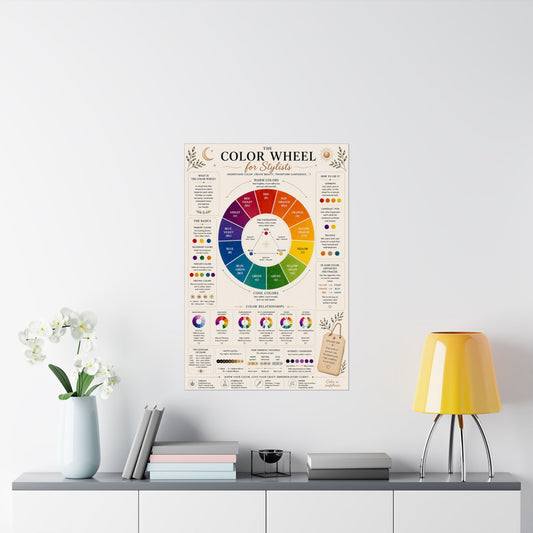 Hair Color Wheel for Stylists Poster | Hair Color Theory Chart | Cosmetology Education Print | Salon Wall Decor | Hairdresser Guide