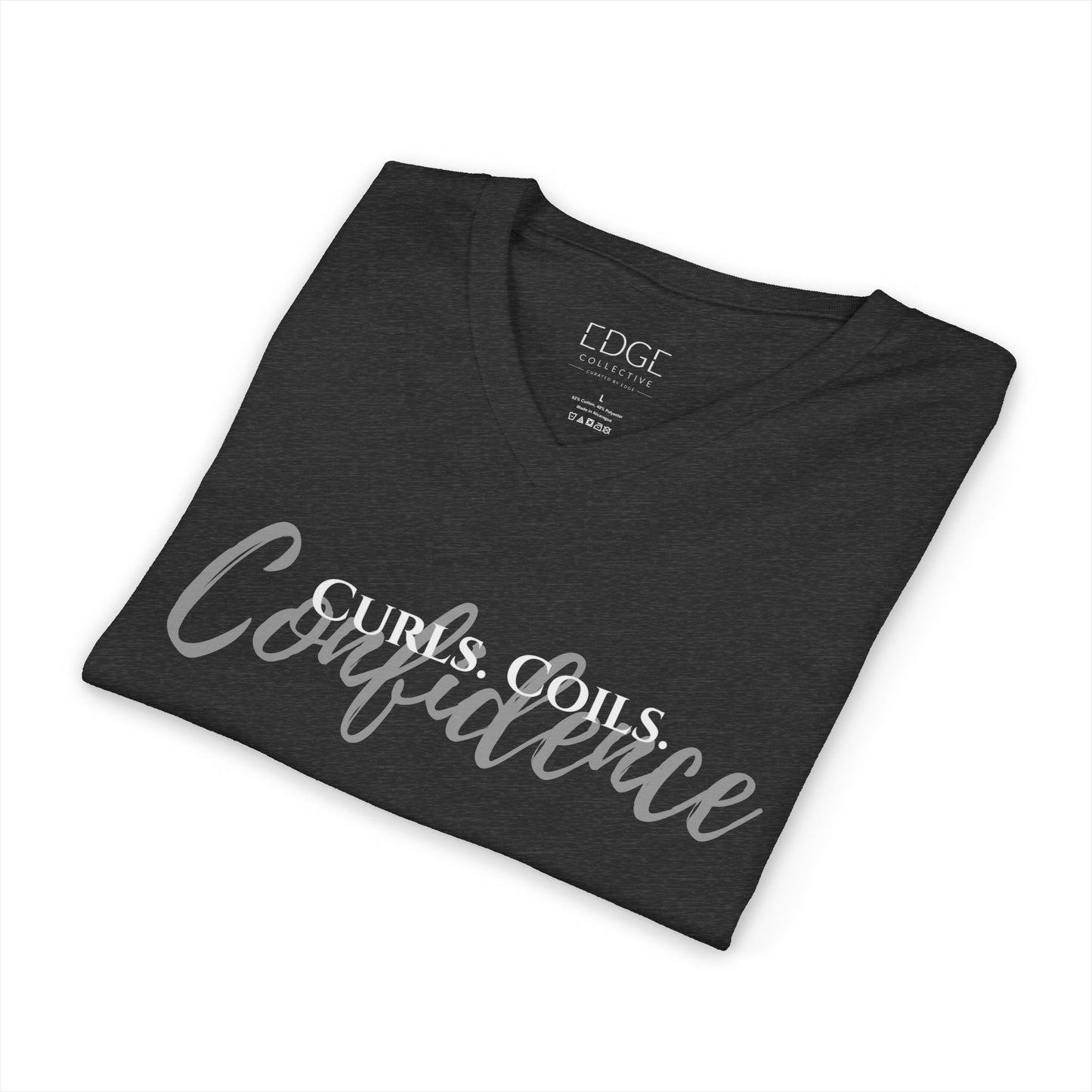 Curls. Coils. Confidence. V-Neck Tee | Curly Hair Shirt