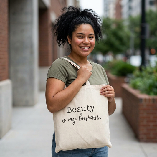 Beauty Is My Business Canvas Tote Bag | Hairstylist Gift | Salon Owner Bag | Hairdresser Everyday Tote