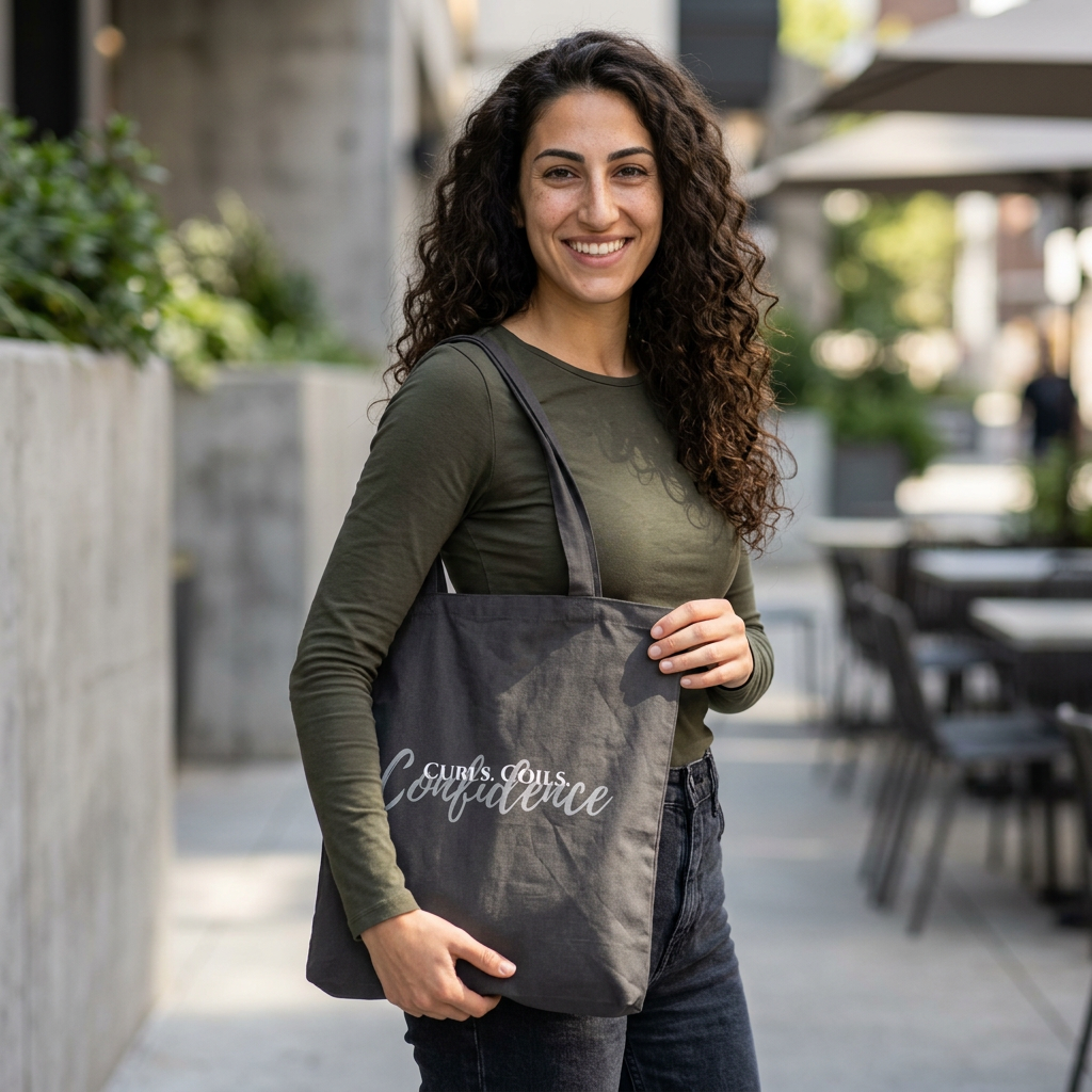 Curls Coils Confidence Canvas Tote Bag | Curly Hair Tote | Curly Girl Gift | Hairstylist Bag | Salon Tote