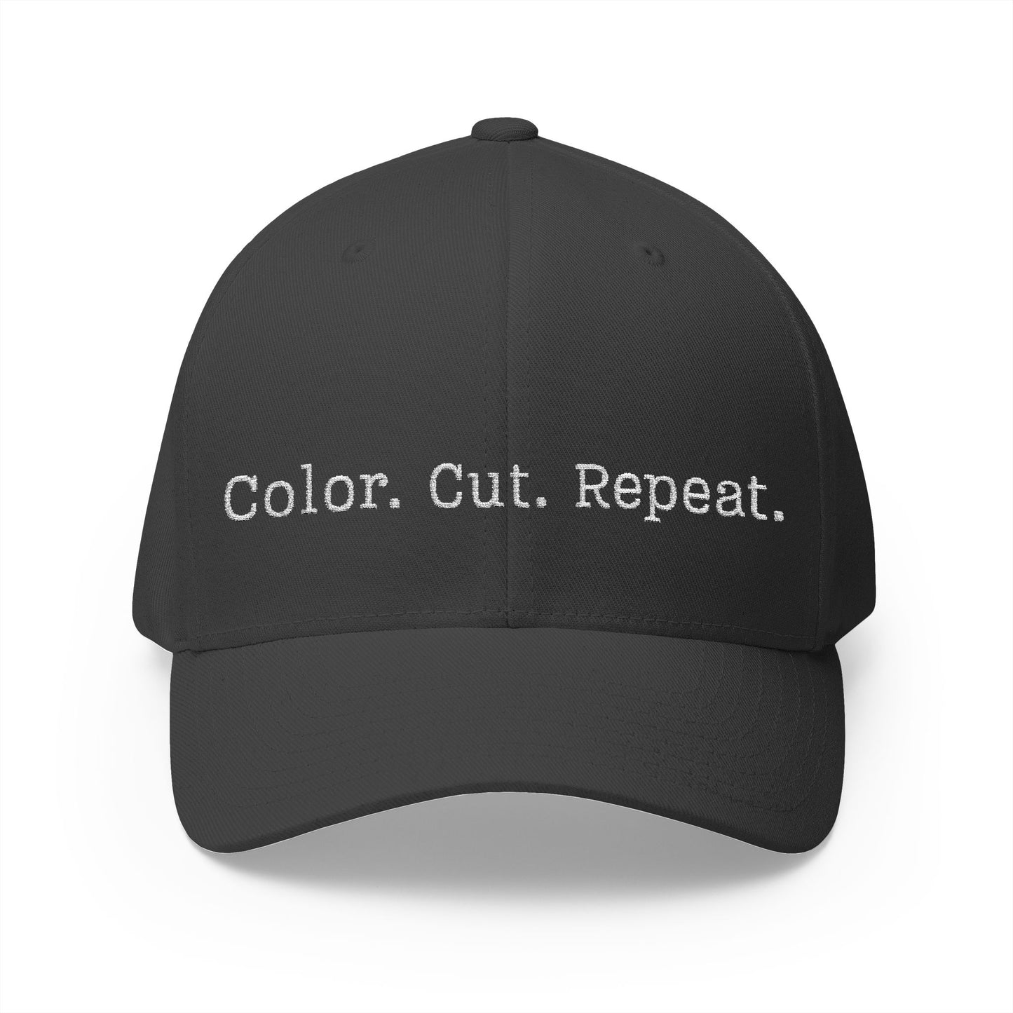 Color. Cut. Repeat. Flexfit Hat | Embroidered Hairstylist Cap