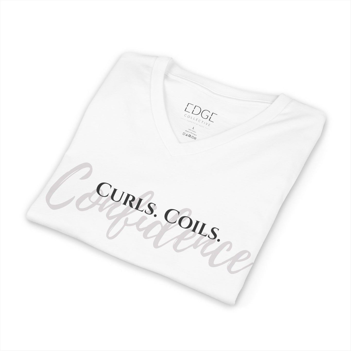 Curls. Coils. Confidence. V-Neck Tee | Curly Hair Shirt