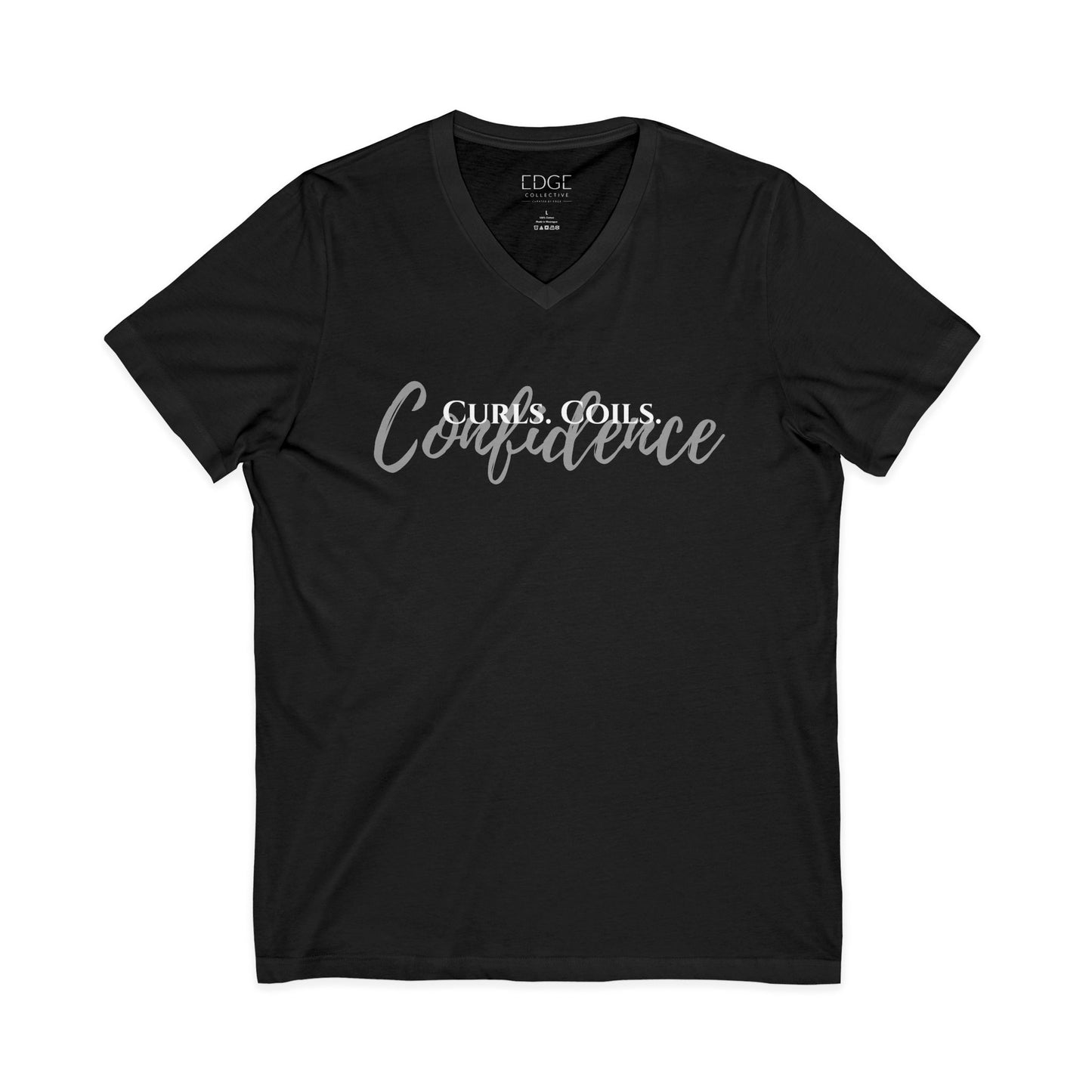 Curls. Coils. Confidence. V-Neck Tee | Curly Hair Shirt