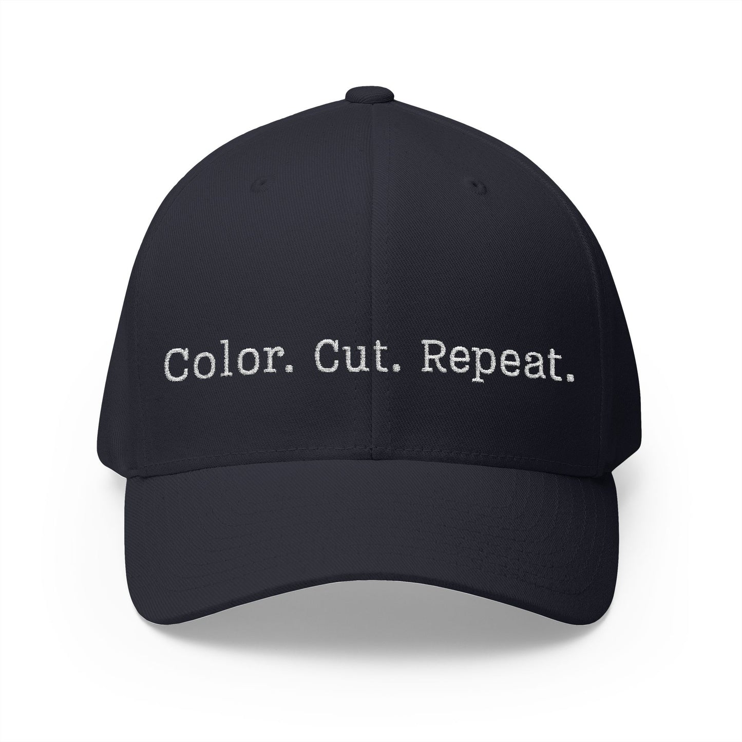 Color. Cut. Repeat. Flexfit Hat | Embroidered Hairstylist Cap