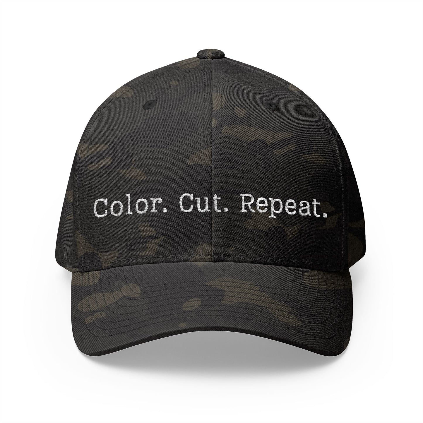 Color. Cut. Repeat. Flexfit Hat | Embroidered Hairstylist Cap
